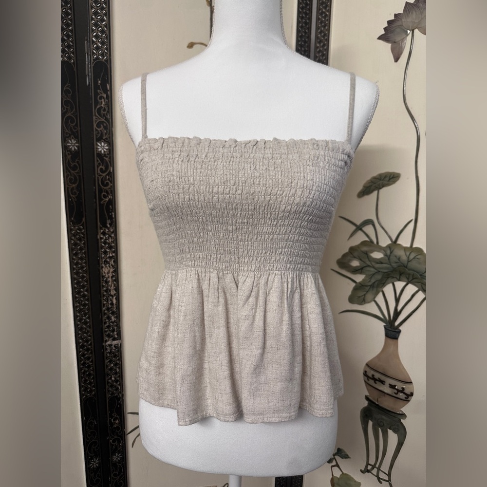 NWT Abercrombie & Fitch Light Gray Smocked Camisole